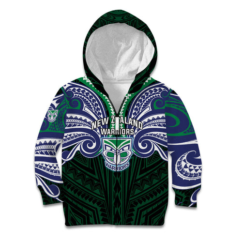 Custom New Zealand Warriors Kid Hoodie Maori Warrior Polynesia Islander Rugby Mascot