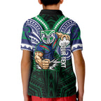 Custom New Zealand Warriors Kid Polo Shirt Maori Warrior Polynesia Islander Rugby Mascot