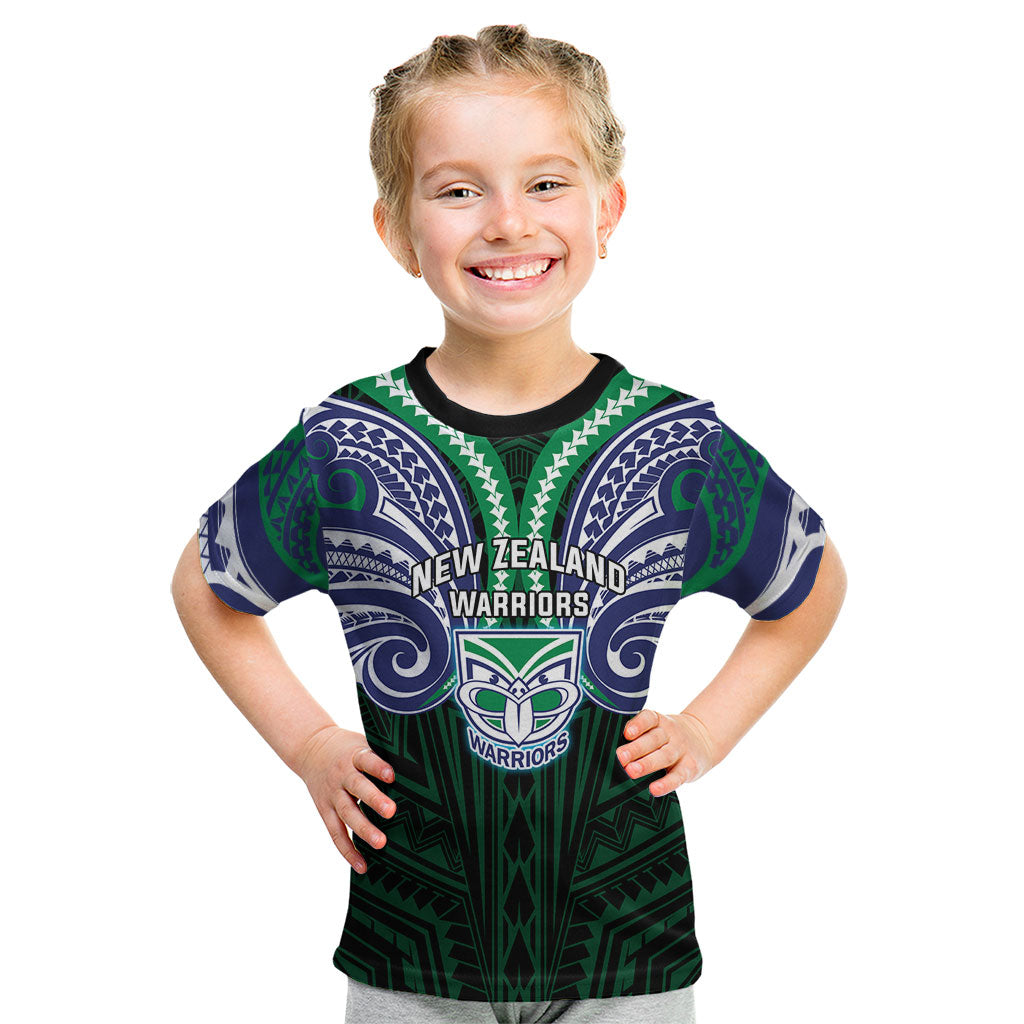 Custom New Zealand Warriors Kid T Shirt Maori Warrior Polynesia Islander Rugby Mascot