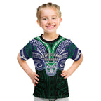 Custom New Zealand Warriors Kid T Shirt Maori Warrior Polynesia Islander Rugby Mascot
