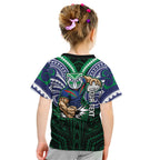 Custom New Zealand Warriors Kid T Shirt Maori Warrior Polynesia Islander Rugby Mascot