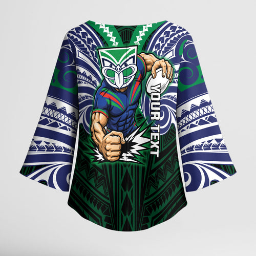 Custom New Zealand Warriors Kimono Sleeve Blouse Maori Warrior Polynesia Islander Rugby Mascot