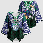 Custom New Zealand Warriors Kimono Sleeve Blouse Maori Warrior Polynesia Islander Rugby Mascot