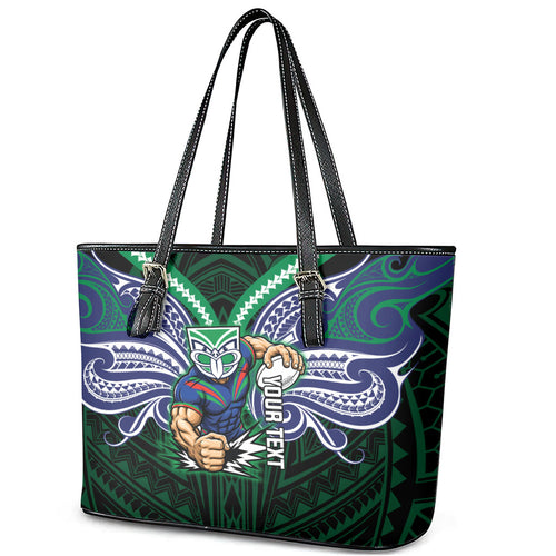 Custom New Zealand Warriors Leather Tote Bag Maori Warrior Polynesia Islander Rugby Mascot