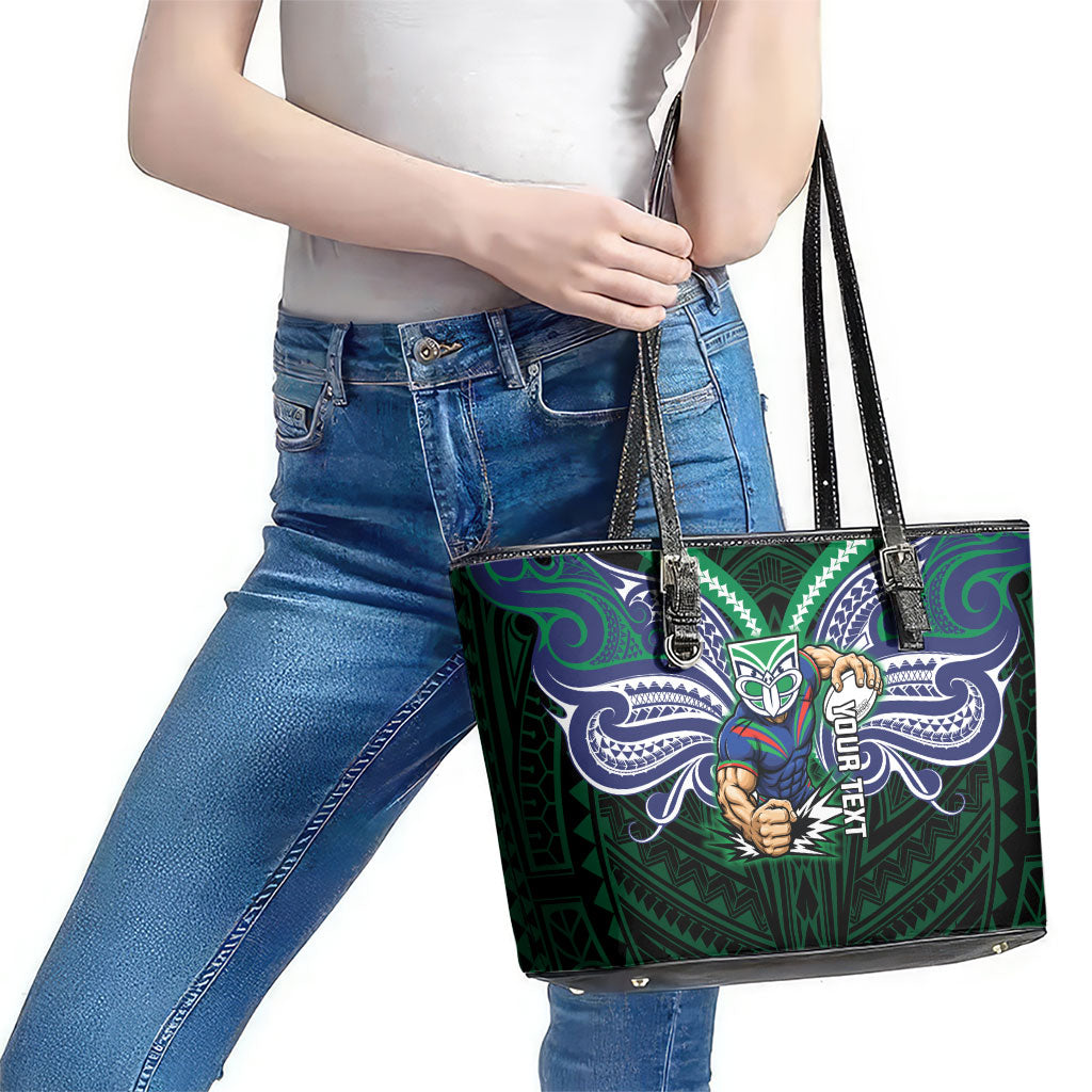 Custom New Zealand Warriors Leather Tote Bag Maori Warrior Polynesia Islander Rugby Mascot