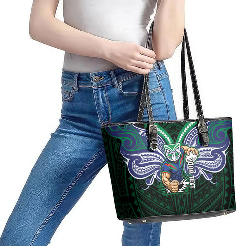 Custom New Zealand Warriors Leather Tote Bag Maori Warrior Polynesia Islander Rugby Mascot
