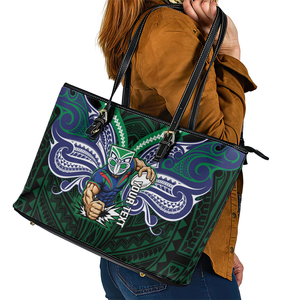 Custom New Zealand Warriors Leather Tote Bag Maori Warrior Polynesia Islander Rugby Mascot