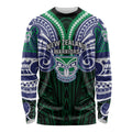 Custom New Zealand Warriors Long Sleeve Shirt Maori Warrior Polynesia Islander Rugby Mascot