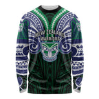 Custom New Zealand Warriors Long Sleeve Shirt Maori Warrior Polynesia Islander Rugby Mascot