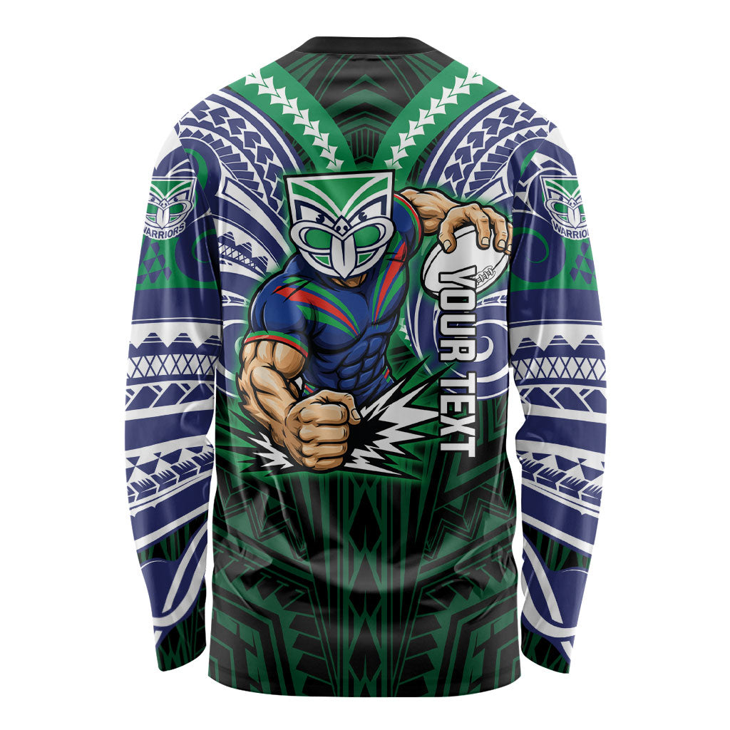 Custom New Zealand Warriors Long Sleeve Shirt Maori Warrior Polynesia Islander Rugby Mascot