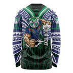 Custom New Zealand Warriors Long Sleeve Shirt Maori Warrior Polynesia Islander Rugby Mascot