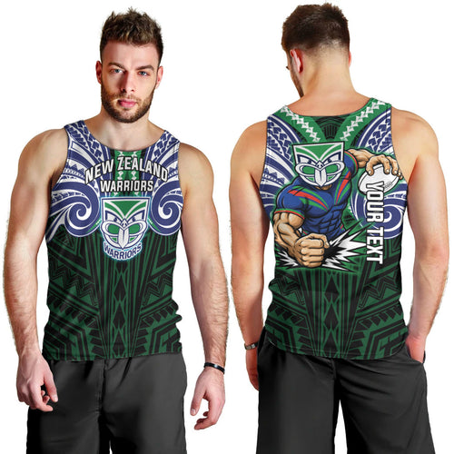 Custom New Zealand Warriors Men Tank Top Maori Warrior Polynesia Islander Rugby Mascot