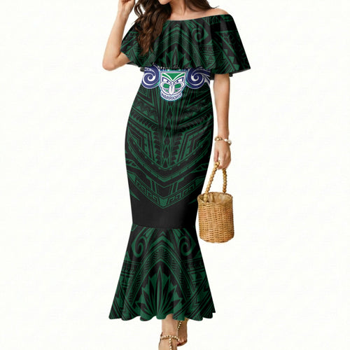 Custom New Zealand Warriors Mermaid Dress Maori Warrior Polynesia Islander Rugby Mascot