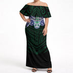 Custom New Zealand Warriors Off Shoulder Maxi Dress Maori Warrior Polynesia Islander Rugby Mascot