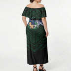 Custom New Zealand Warriors Off Shoulder Maxi Dress Maori Warrior Polynesia Islander Rugby Mascot