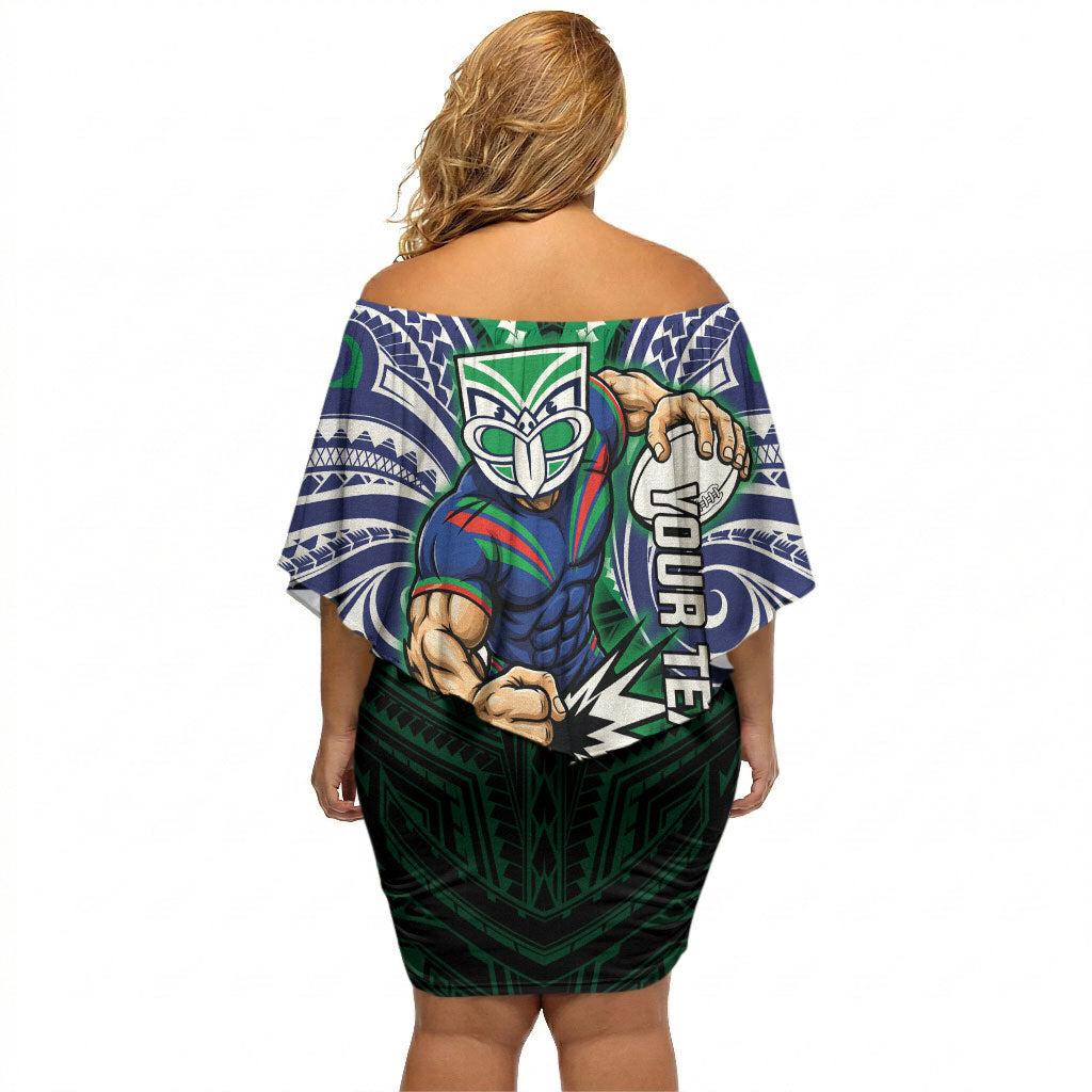 Custom New Zealand Warriors Off Shoulder Short Dress Maori Warrior Polynesia Islander Rugby Mascot