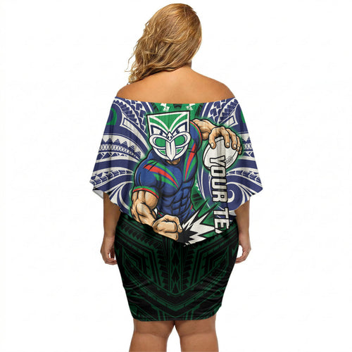 Custom New Zealand Warriors Off Shoulder Short Dress Maori Warrior Polynesia Islander Rugby Mascot