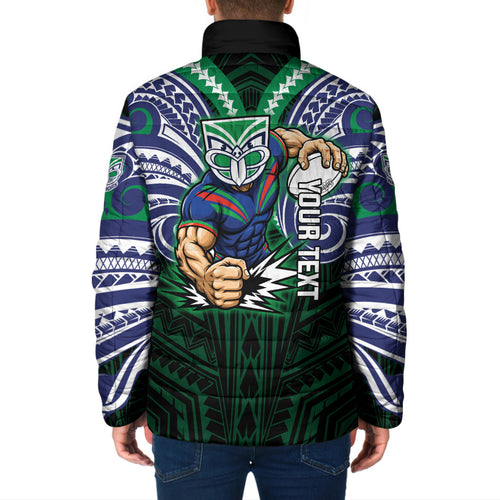 Custom New Zealand Warriors Padded Jacket Maori Warrior Polynesia Islander Rugby Mascot
