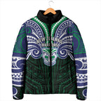 Custom New Zealand Warriors Padded Jacket Maori Warrior Polynesia Islander Rugby Mascot