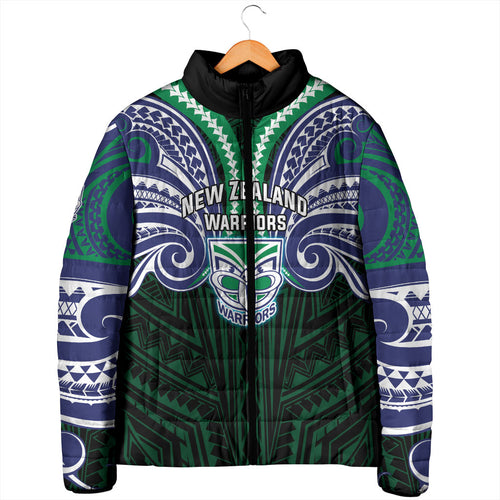 Custom New Zealand Warriors Padded Jacket Maori Warrior Polynesia Islander Rugby Mascot
