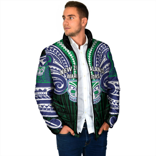 Custom New Zealand Warriors Padded Jacket Maori Warrior Polynesia Islander Rugby Mascot