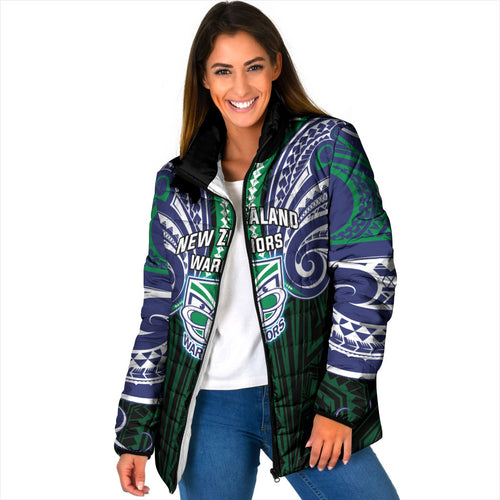 Custom New Zealand Warriors Padded Jacket Maori Warrior Polynesia Islander Rugby Mascot