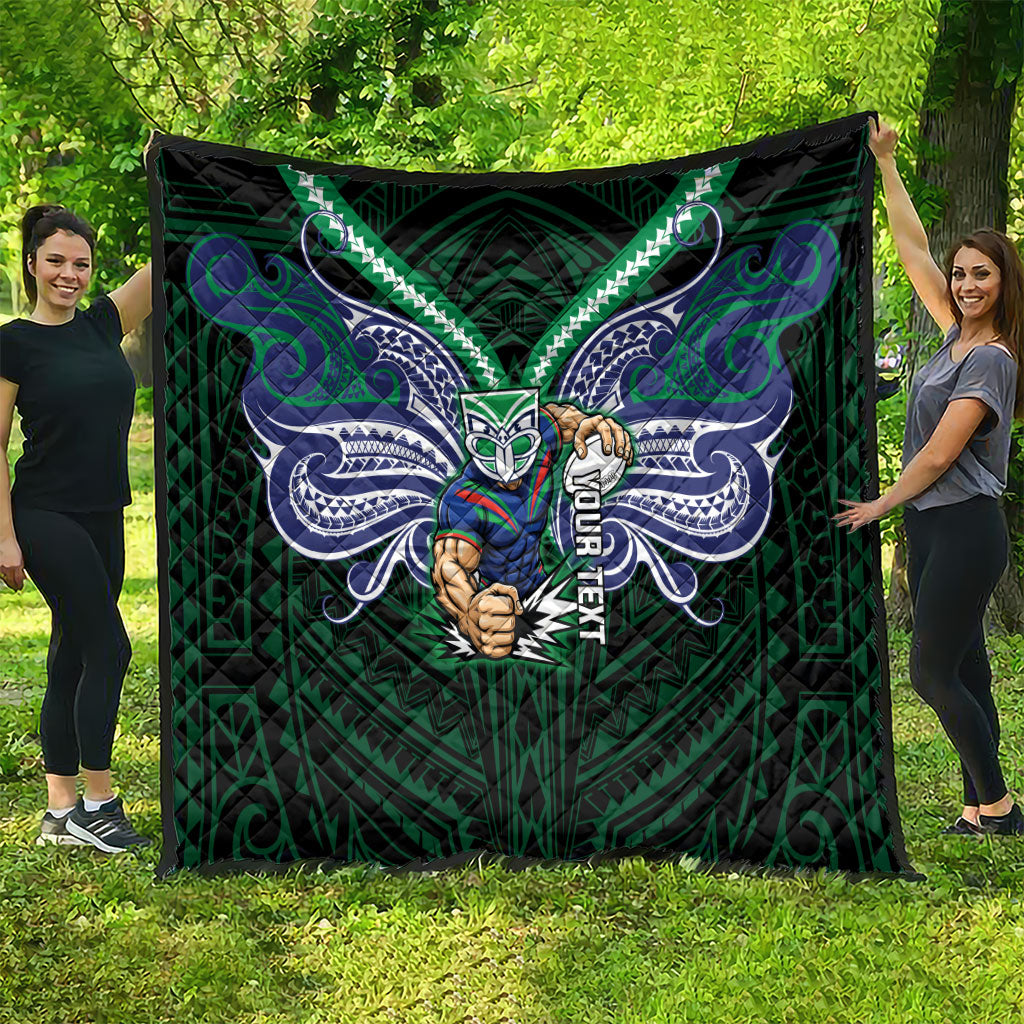 Custom New Zealand Warriors Quilt Maori Warrior Polynesia Islander Rugby Mascot