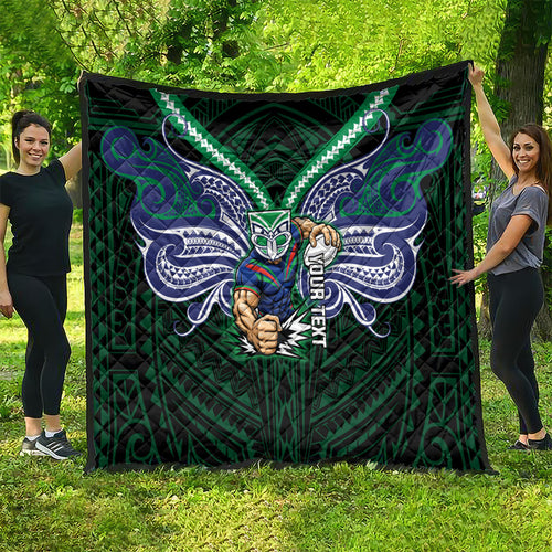 Custom New Zealand Warriors Quilt Maori Warrior Polynesia Islander Rugby Mascot