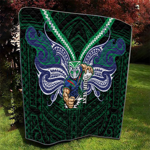 Custom New Zealand Warriors Quilt Maori Warrior Polynesia Islander Rugby Mascot
