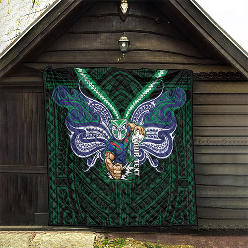 Custom New Zealand Warriors Quilt Maori Warrior Polynesia Islander Rugby Mascot