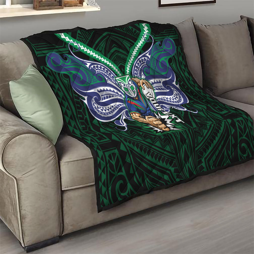 Custom New Zealand Warriors Quilt Maori Warrior Polynesia Islander Rugby Mascot