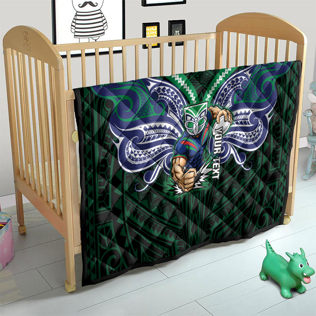 Custom New Zealand Warriors Quilt Maori Warrior Polynesia Islander Rugby Mascot