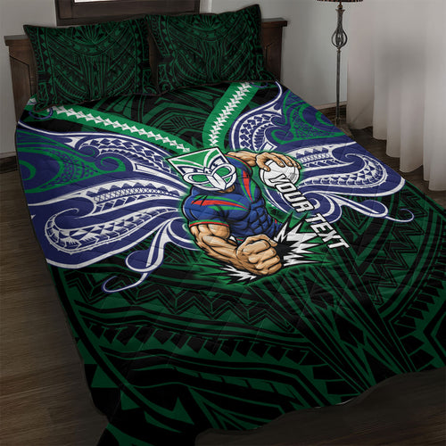 Custom New Zealand Warriors Quilt Bed Set Maori Warrior Polynesia Islander Rugby Mascot