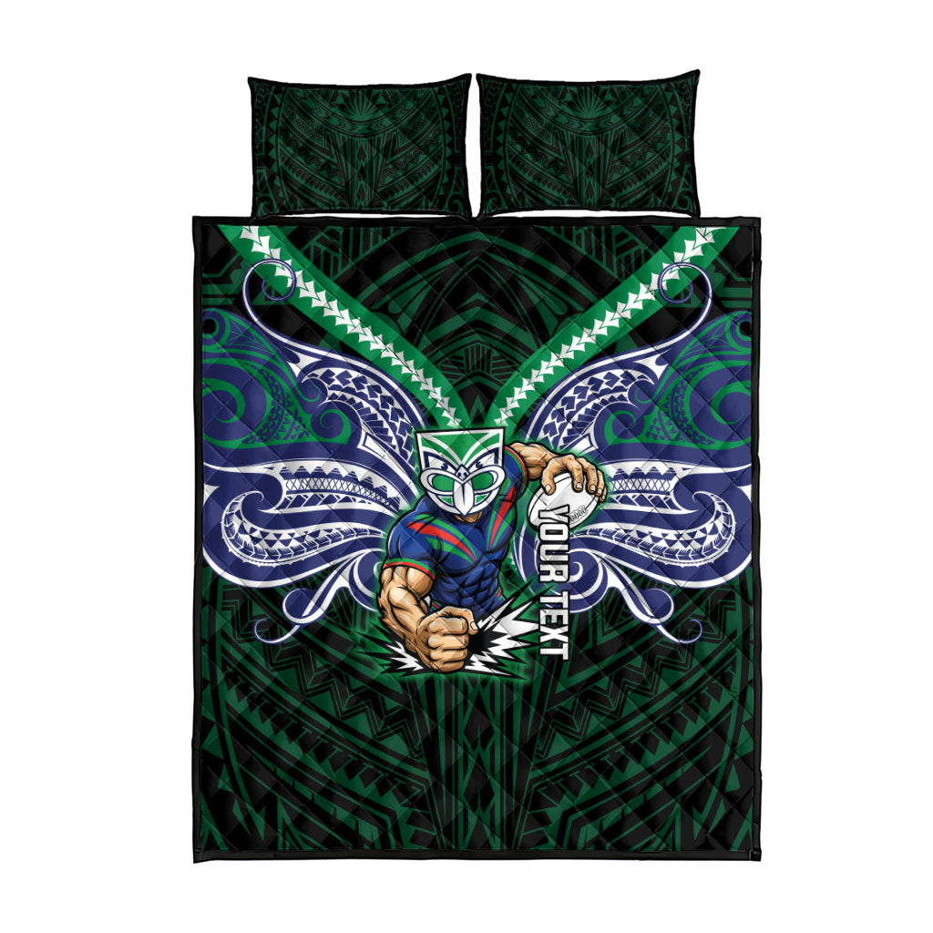 Custom New Zealand Warriors Quilt Bed Set Maori Warrior Polynesia Islander Rugby Mascot