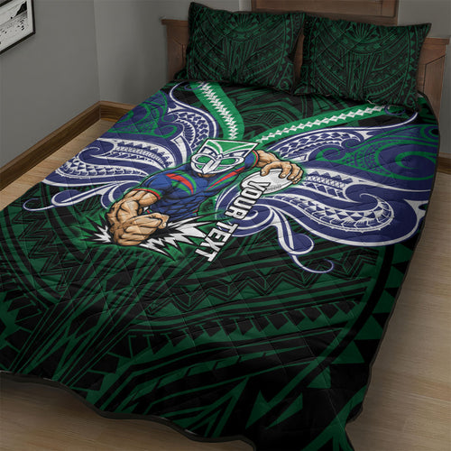Custom New Zealand Warriors Quilt Bed Set Maori Warrior Polynesia Islander Rugby Mascot