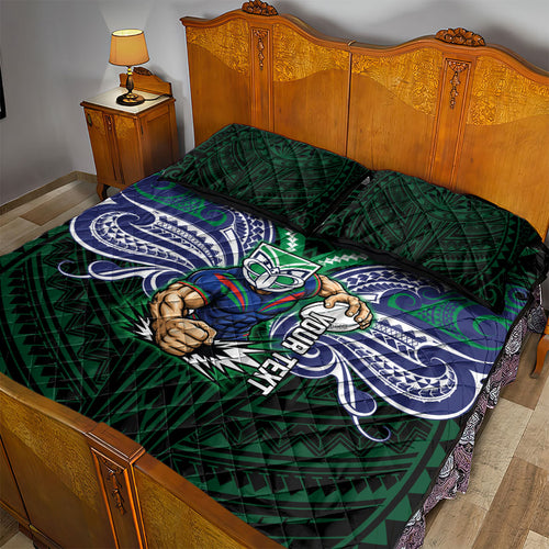 Custom New Zealand Warriors Quilt Bed Set Maori Warrior Polynesia Islander Rugby Mascot