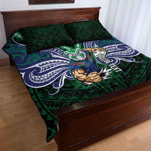 Custom New Zealand Warriors Quilt Bed Set Maori Warrior Polynesia Islander Rugby Mascot