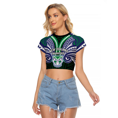 Custom New Zealand Warriors Raglan Cropped T Shirt Maori Warrior Polynesia Islander Rugby Mascot