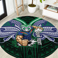 Custom New Zealand Warriors Round Carpet Maori Warrior Polynesia Islander Rugby Mascot