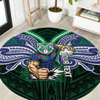 Custom New Zealand Warriors Round Carpet Maori Warrior Polynesia Islander Rugby Mascot