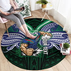Custom New Zealand Warriors Round Carpet Maori Warrior Polynesia Islander Rugby Mascot