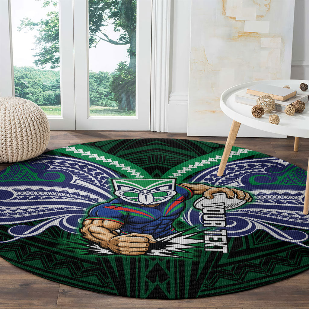 Custom New Zealand Warriors Round Carpet Maori Warrior Polynesia Islander Rugby Mascot