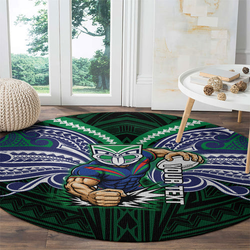 Custom New Zealand Warriors Round Carpet Maori Warrior Polynesia Islander Rugby Mascot