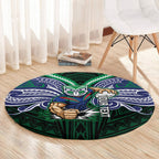 Custom New Zealand Warriors Round Carpet Maori Warrior Polynesia Islander Rugby Mascot