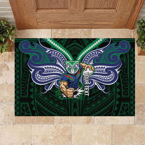 Custom New Zealand Warriors Rubber Doormat Maori Warrior Polynesia Islander Rugby Mascot