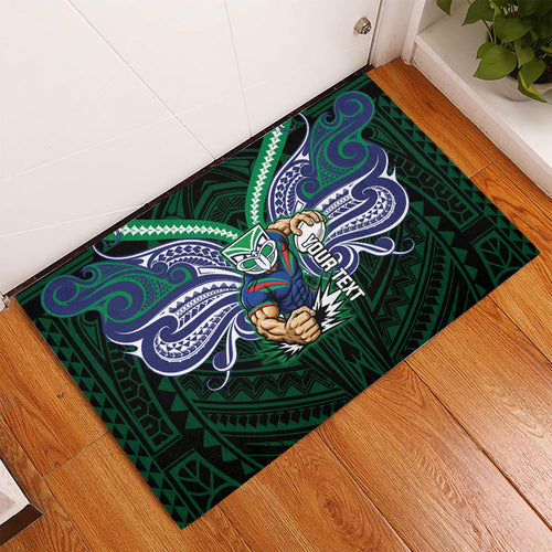 Custom New Zealand Warriors Rubber Doormat Maori Warrior Polynesia Islander Rugby Mascot