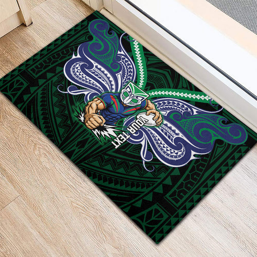 Custom New Zealand Warriors Rubber Doormat Maori Warrior Polynesia Islander Rugby Mascot
