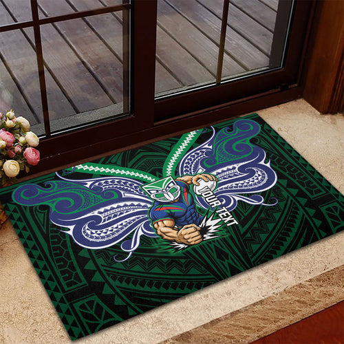 Custom New Zealand Warriors Rubber Doormat Maori Warrior Polynesia Islander Rugby Mascot