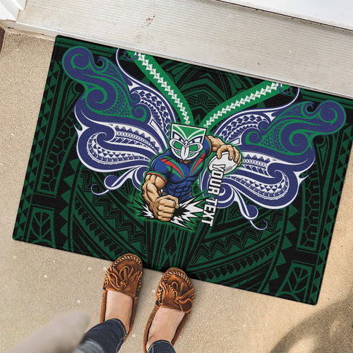 Custom New Zealand Warriors Rubber Doormat Maori Warrior Polynesia Islander Rugby Mascot