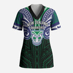 Custom New Zealand Warriors Scrub Top Maori Warrior Polynesia Islander Rugby Mascot